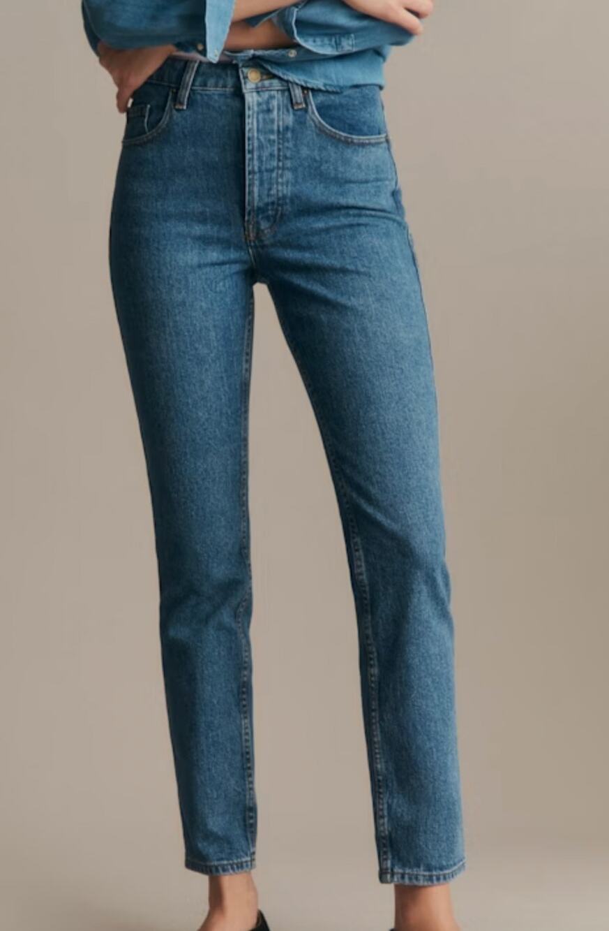 Sezane Brut Sexy Tall Jeans Denim Blue Button Fly Organic 10/32